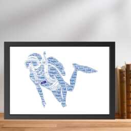 Personalised Diver Word Art Print Gift, Custom Underwater Diving Cloud Wall Art, Scuba Gifts For Him & Her - thumbnail 3