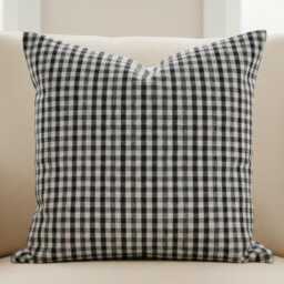 Black & White Gingham Pillow Cover Farmhouse Check Throw Buffalo Cushion Neutral Decor Square Or Lumbar - thumbnail 1