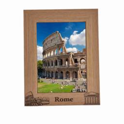 Rome Skyline Personalised Wooden Photo Frame Holiday Memories Keepsake Gift Size 6 X 4 Or 7 5 - thumbnail 1