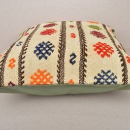 Kilim Pillow, 18x18'', 45x45 cm , Cushion , Floor Cushion, Floor Pillows, Sofa Cushion, Sofa Pillow, White Pillows, Hemp Pillow, Hemp - thumbnail 3