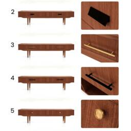 Mid-Century Sideboard, Dresser, Commode, Credenza Made Of Oak Vaneer - Teak Colour Livlo T-L02 - thumbnail 3