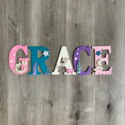 Personalised Mermaid Name Letters - Girls Bedroom Wall Decor Nursery Sign Custom Kids - thumbnail 4