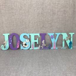 Personalised Mermaid Name Letters - Girls Bedroom Wall Decor Nursery Sign Custom Kids - thumbnail 3