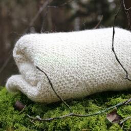 Alpaca Blanket, Knit Wool Baby Wrap, Knitted Natural White/Ivory, Light Beige, Gray Throw, Girl, Boy, Newborn Gift - thumbnail 2