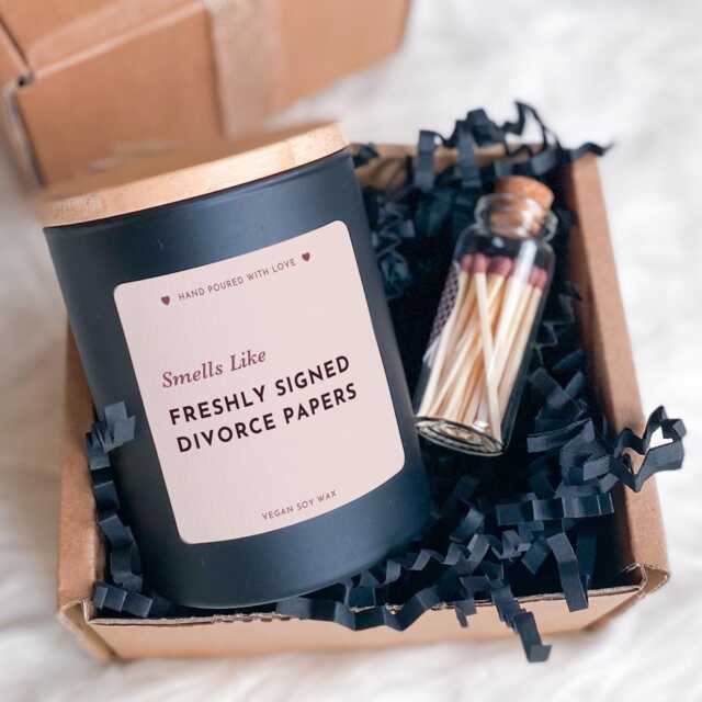 Divorce Candle Gift - Freshly Signed Papers Funny New Beginnings Present For Her - image 1