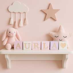 Personalised Wooden Name Word Blocks Price Per Letter/ Nursery Decor/ Gifts/Baby/ Christening - thumbnail 2