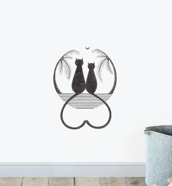 Cats in Love Wall Sticker Decal - Illustration Stickers, Animals Decals, Home Decor, Illustrations
