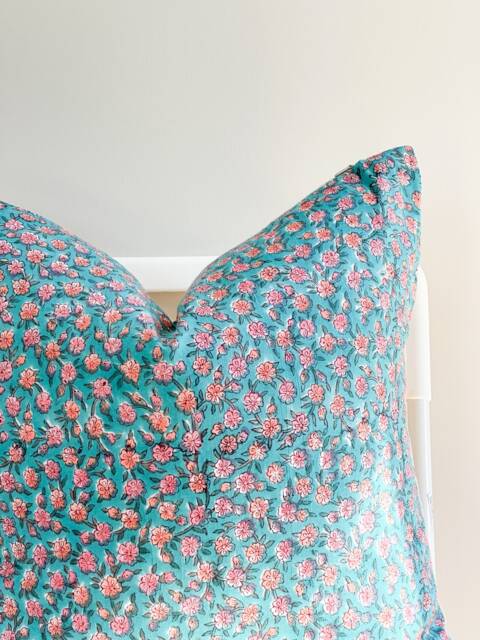 Block Print Floral Pillow Cover Indian Batik Textile, 20 - image 1