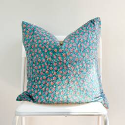 Block Print Floral Pillow Cover Indian Batik Textile, 20 - thumbnail 2