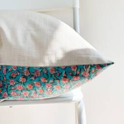 Block Print Floral Pillow Cover Indian Batik Textile, 20 - thumbnail 3