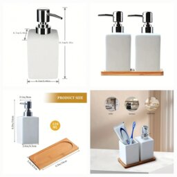Lovely White Magnolia Decoupaged Ceramic Soap Dispenser.hand Decorated - thumbnail 2