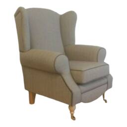 Herringbone Wingback Fireside Chair Light Brown Cottage Style