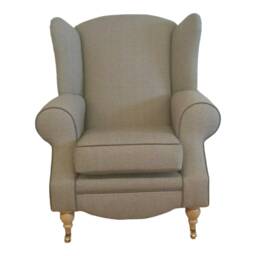 Herringbone Wingback Fireside Chair Light Brown Cottage Style - thumbnail 2