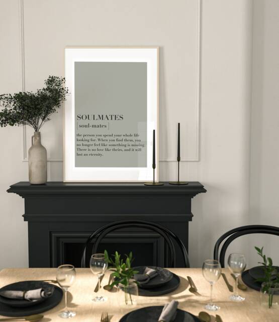Sage Green, Soulmate Definition, Print, Love Quote Print , Definition Valentines Gift, Wall Art Prints, Art - image 1