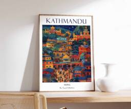 Kathmandu Poster, Nepal Tourist Attractions, Mount Everest Art, Himalayan Landscape Scenery Print, Travel Poster - thumbnail 1