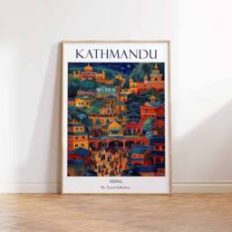 Kathmandu Poster, Nepal Tourist Attractions, Mount Everest Art, Himalayan Landscape Scenery Print, Travel Poster - thumbnail 2
