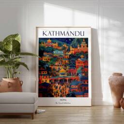 Kathmandu Poster, Nepal Tourist Attractions, Mount Everest Art, Himalayan Landscape Scenery Print, Travel Poster - thumbnail 3