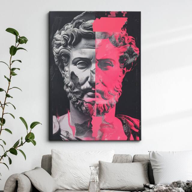 Marcus Aurelius Collage Art Pink Black Framed Poster Print & Canvas Wall Decor Home Bedroom Greek Roman Emperor Gift - image 1