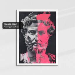 Marcus Aurelius Collage Art Pink Black Framed Poster Print & Canvas Wall Decor Home Bedroom Greek Roman Emperor Gift - thumbnail 3