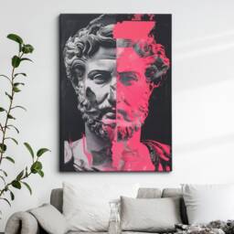 Marcus Aurelius Collage Art Pink Black Framed Poster Print & Canvas Wall Decor Home Bedroom Greek Roman Emperor Gift - thumbnail 1