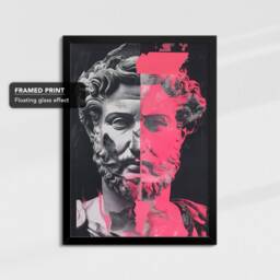 Marcus Aurelius Collage Art Pink Black Framed Poster Print & Canvas Wall Decor Home Bedroom Greek Roman Emperor Gift - thumbnail 2