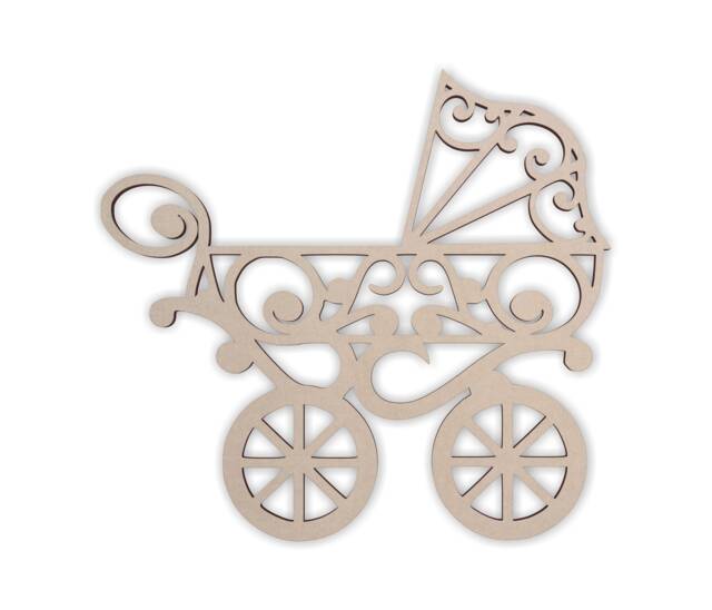 Unfinished Wooden Baby Carriage Cutout Diy Nursery Wall Decor - image 1