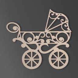 Unfinished Wooden Baby Carriage Cutout Diy Nursery Wall Decor - thumbnail 2