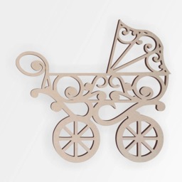 Unfinished Wooden Baby Carriage Cutout Diy Nursery Wall Decor - thumbnail 3