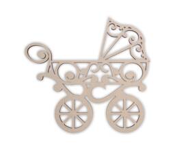 Unfinished Wooden Baby Carriage Cutout Diy Nursery Wall Decor - thumbnail 1
