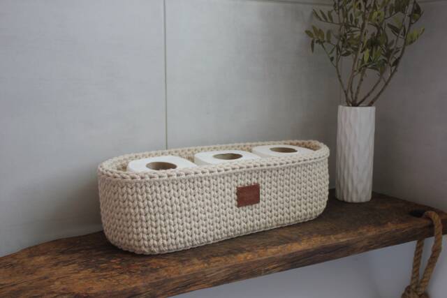 A Freestanding Toilet Paper Holder Basket Storage Farmhouse Toilet Roll Box - image 1
