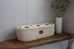 A Freestanding Toilet Paper Holder Basket Storage Farmhouse Toilet Roll Box - thumbnail 1