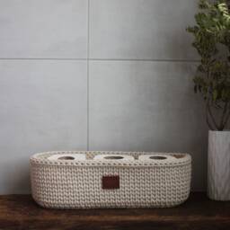 A Freestanding Toilet Paper Holder Basket Storage Farmhouse Toilet Roll Box - thumbnail 3