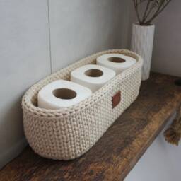 A Freestanding Toilet Paper Holder Basket Storage Farmhouse Toilet Roll Box - thumbnail 2