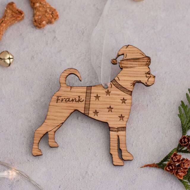 Boxer Dog Christmas Ornaments Personalised Memorial Wooden Bauble Rustic Xmas Decoration - image 1