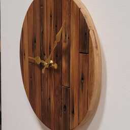 Circular Round Reclaimed Pine Wooden Wood Wall Clock 28 cm Diameter Hand Made Silent - thumbnail 2
