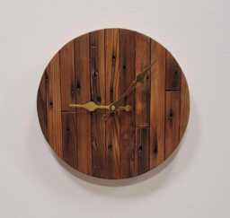 Circular Round Reclaimed Pine Wooden Wood Wall Clock 28 cm Diameter Hand Made Silent - thumbnail 1