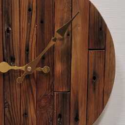 Circular Round Reclaimed Pine Wooden Wood Wall Clock 28 cm Diameter Hand Made Silent - thumbnail 3