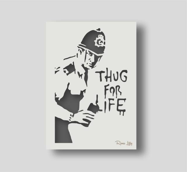 Banksy Thug For Life Stencil Reusable Wall Art Decor - image 1