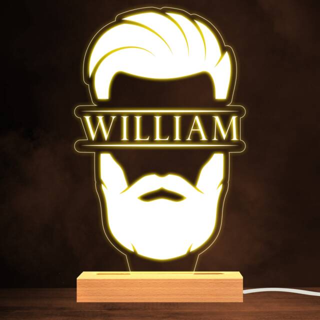 Bearded Man Stylish Warm White Lamp Personalised Gift Night Light - Bedroom - image 1
