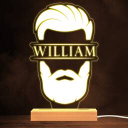 Bearded Man Stylish Warm White Lamp Personalised Gift Night Light - Bedroom
