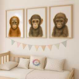 Nursery Animal Wall Art - Jungle Prints, Baby Boys Bedroom Decor, Safari Watercolour Print, Girls Room, Kids Playroom, Panda, Koala - thumbnail 1