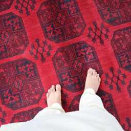 7x9 Ft Large New Red Akhcha Area Rug, Afghan Handmade High Pile Rug Turkmen Bokhara Rug Livingroom Rug, Tribal Bedroom Office - thumbnail 2