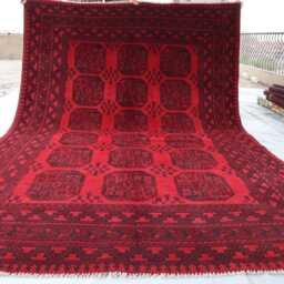7x9 Ft Large New Red Akhcha Area Rug, Afghan Handmade High Pile Rug Turkmen Bokhara Rug Livingroom Rug, Tribal Bedroom Office - thumbnail 4