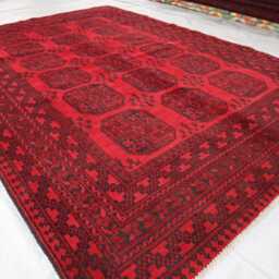 7x9 Ft Large New Red Akhcha Area Rug, Afghan Handmade High Pile Rug Turkmen Bokhara Rug Livingroom Rug, Tribal Bedroom Office - thumbnail 3
