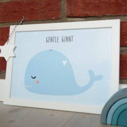 Whale Nursery - Poster A4 Sea Animals Blue Baby Room Boys - thumbnail 2