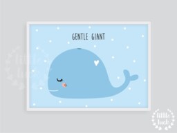 Whale Nursery - Poster A4 Sea Animals Blue Baby Room Boys - thumbnail 1