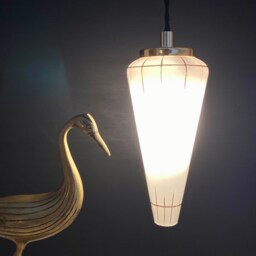 Vintage Art Deco Tulip Pendant Light in White & Gold Opaline - thumbnail 3