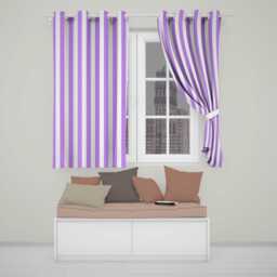 Purple & White Wavy Stripe Abstract Seamless Pattern Readymade Eyelet Ring Top Thermal 100% Blackout Curtains - thumbnail 1