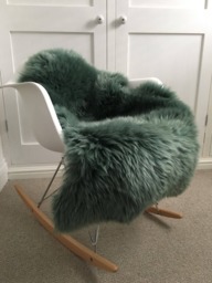 Green Sheepskin Rug, Moss Green , Soft Green, Hygge, Australian Sheepskin, Chair Cover Ties Bed Throw, Luxury Christmas Gift - thumbnail 1