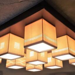 Handmade Porcelain Cube Flush Mount Ceiling Light Amber Glow - thumbnail 3